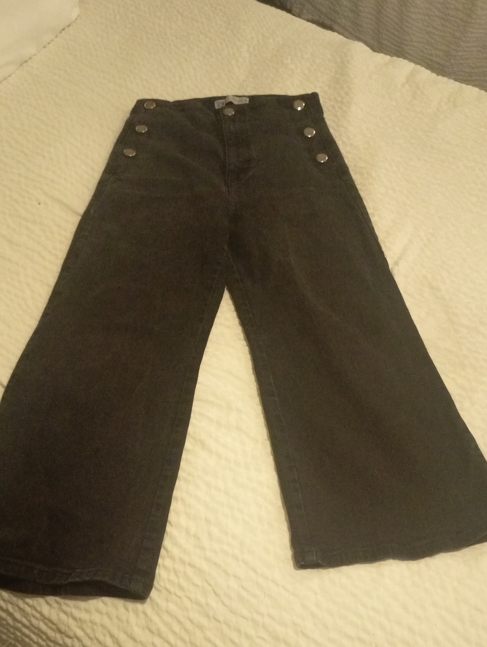 Zara Black High-Rise Wide-Leg Jeans with Side Buttons